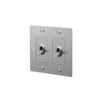 Buster and Punch 2 Gang Toggle Linear light Switch in Steel with logo