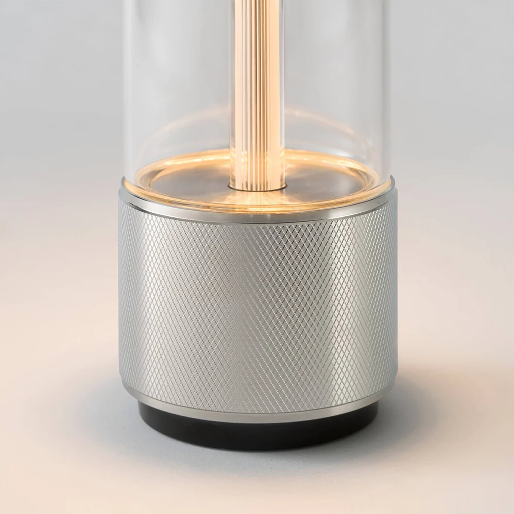 Close up of bottom of Buster and Punch Takeout Portable Light with cross-knurl