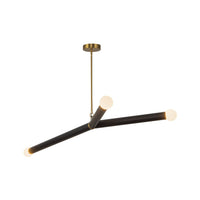 Kuzco Calla Chandelier in brushed gold and black vegan leather
