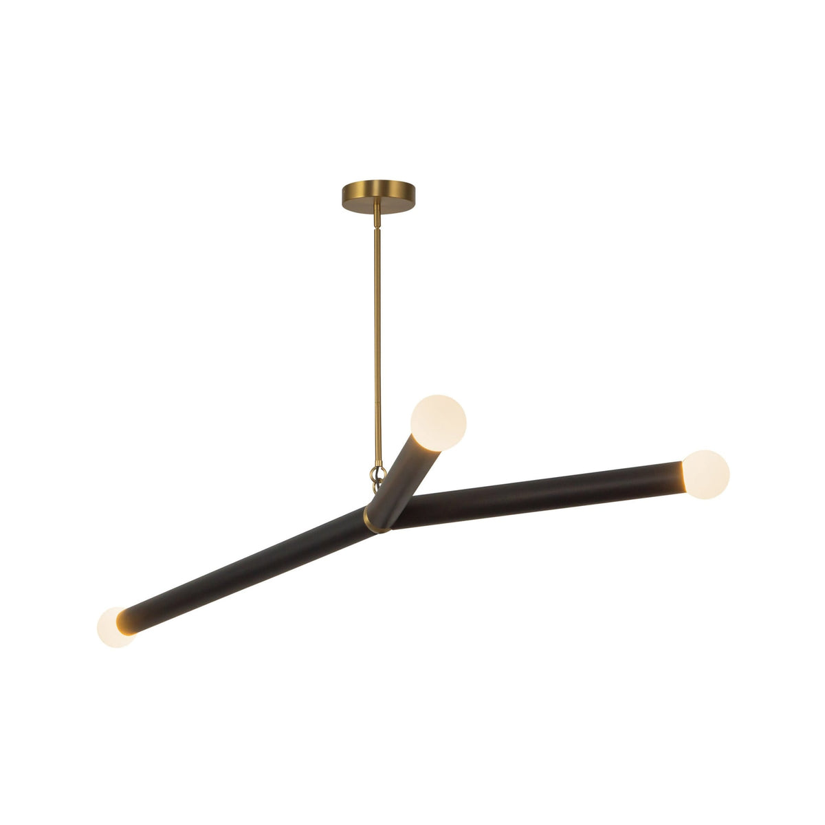 Kuzco Calla Chandelier in brushed gold and black vegan leather