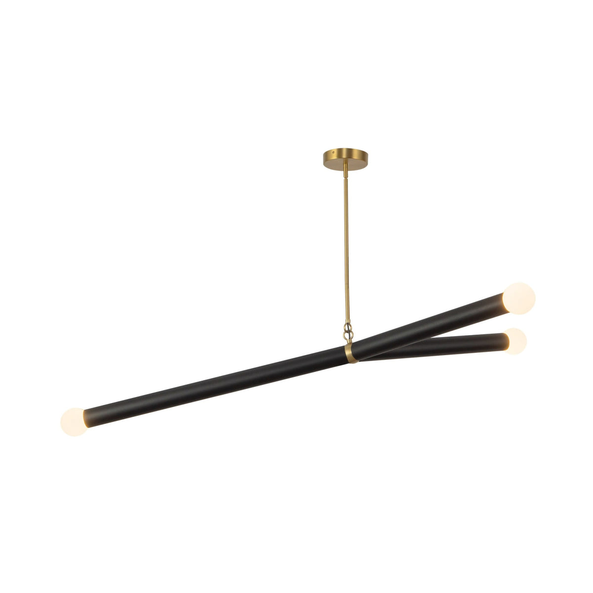 Kuzco Calla Chandelier in brushed gold and black vegan leather finish