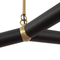 Detail of Kuzco Calla Chandelier in brushed gold and black vegan leather finish