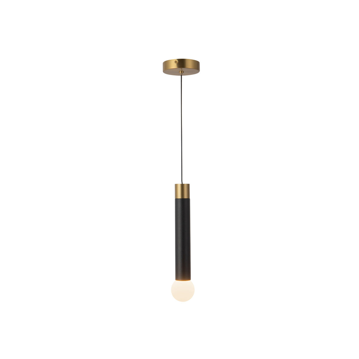 Kuzco Calla Pendant Light in brushed gold and black vegan leather