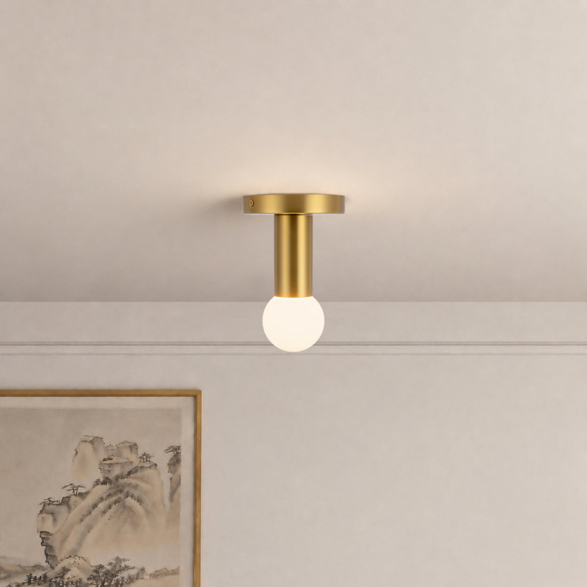 Calla Semi-Flush Mount light fixture in brushed gold