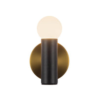 Kuzco Calla Wall Sconce in 8 inch size with brushed gold and black vegan leather finish