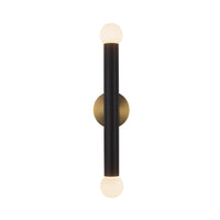 Kuzco Calla Wall Sconce in 24-inch size and brushed gold and black vegan leather finish