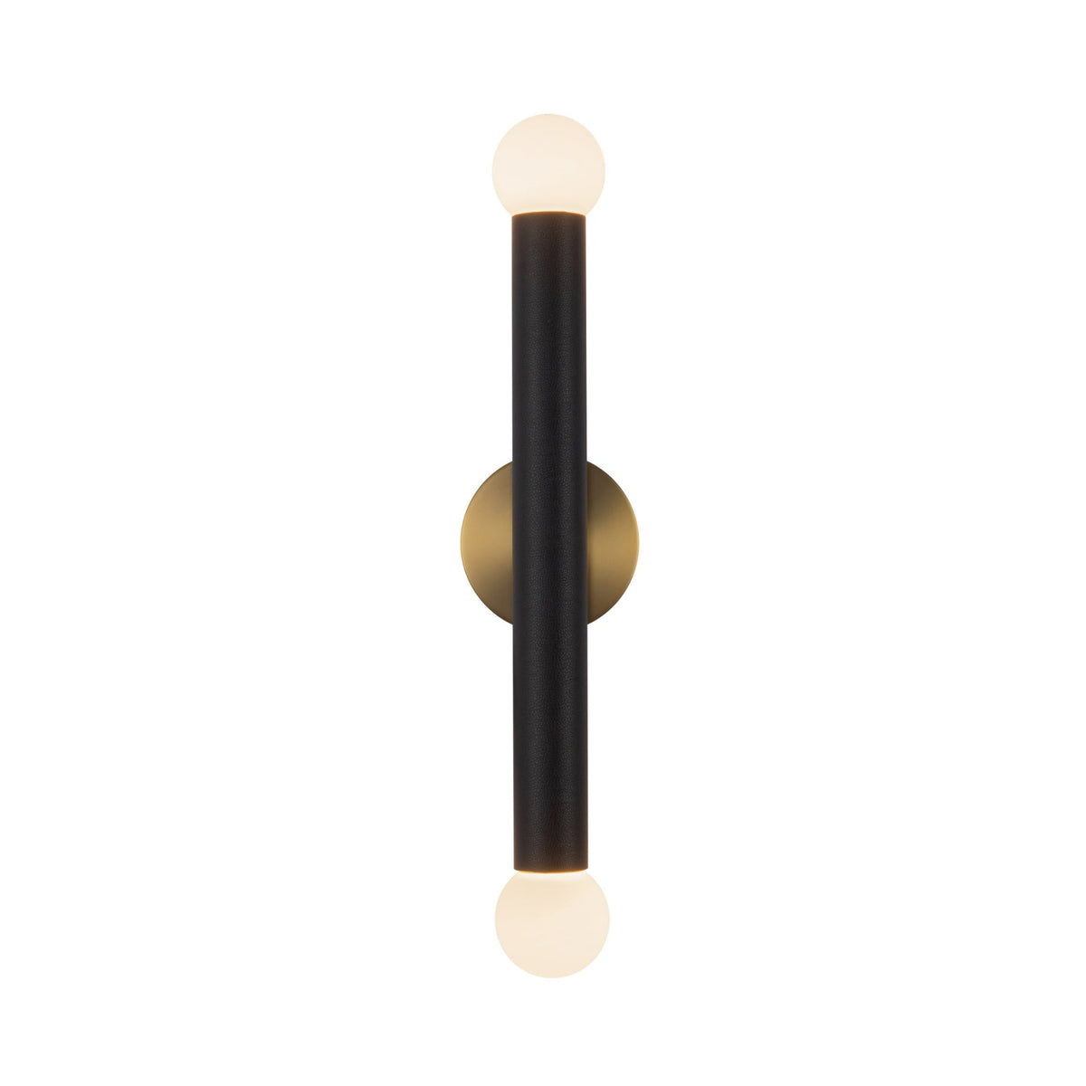 Kuzco Calla Wall Sconce in 24-inch size and brushed gold and black vegan leather finish