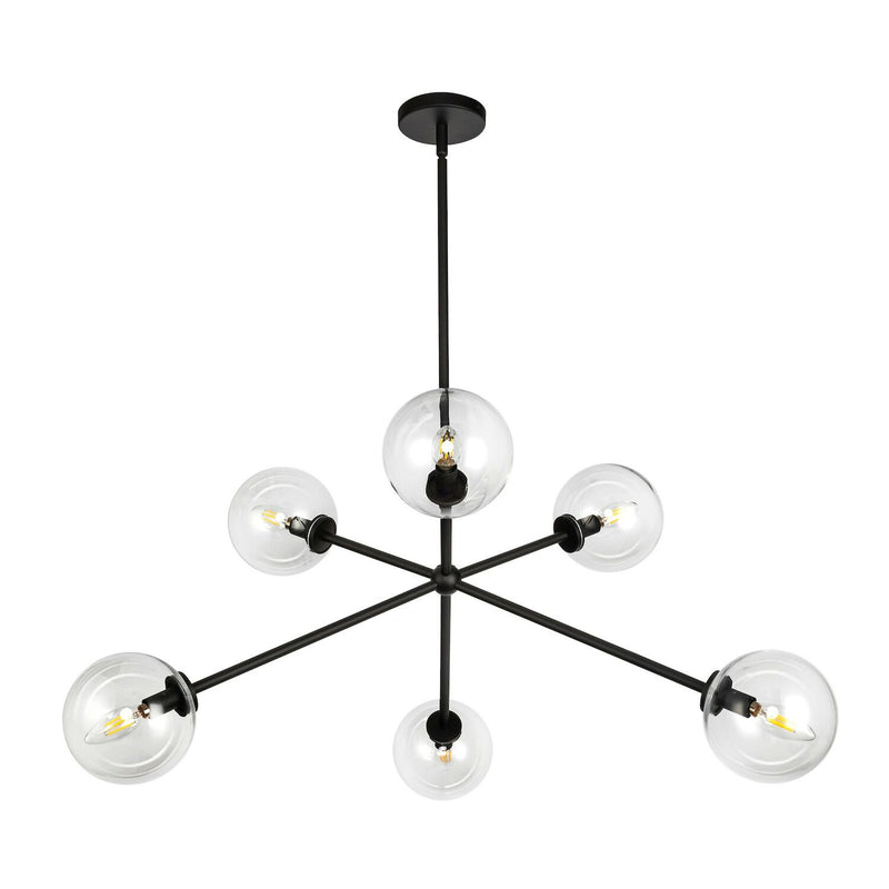 CASSIA 40" 6 LIGHT CHANDELIER WITH CLEAR GLASS SHADES - robinsonco.ca