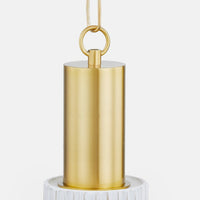 Close-up view of Corissa pendant light with gold and white textured design
