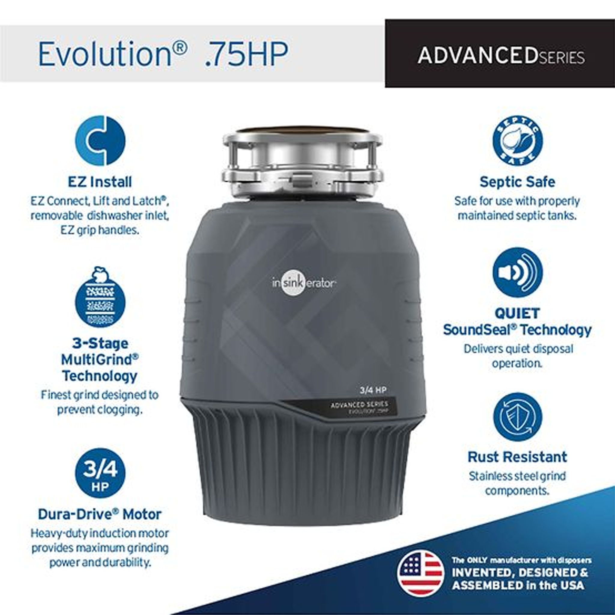 EVOLUTION .75HP WASTE DISPOSER - robinsonco.ca