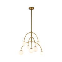 Alora Fiona Chandelier in brushed gold finish with matte opal glass
