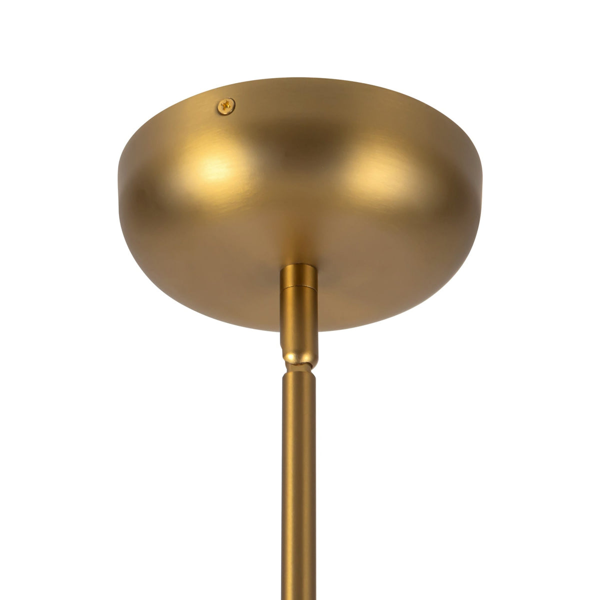 Close-up view of Alora Fiona Chandelier brushed gold finish ceiling mount