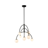 Alora Fiona Chandelier in matte black with matte opal glass
