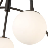 Close-up view of Alora Fiona Chandelier in matte black with matte opal glass