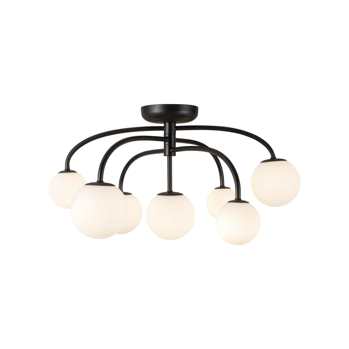 Alora 27" Fiona Semi-Flush Mount ceiling light in matte black with matte opal glass