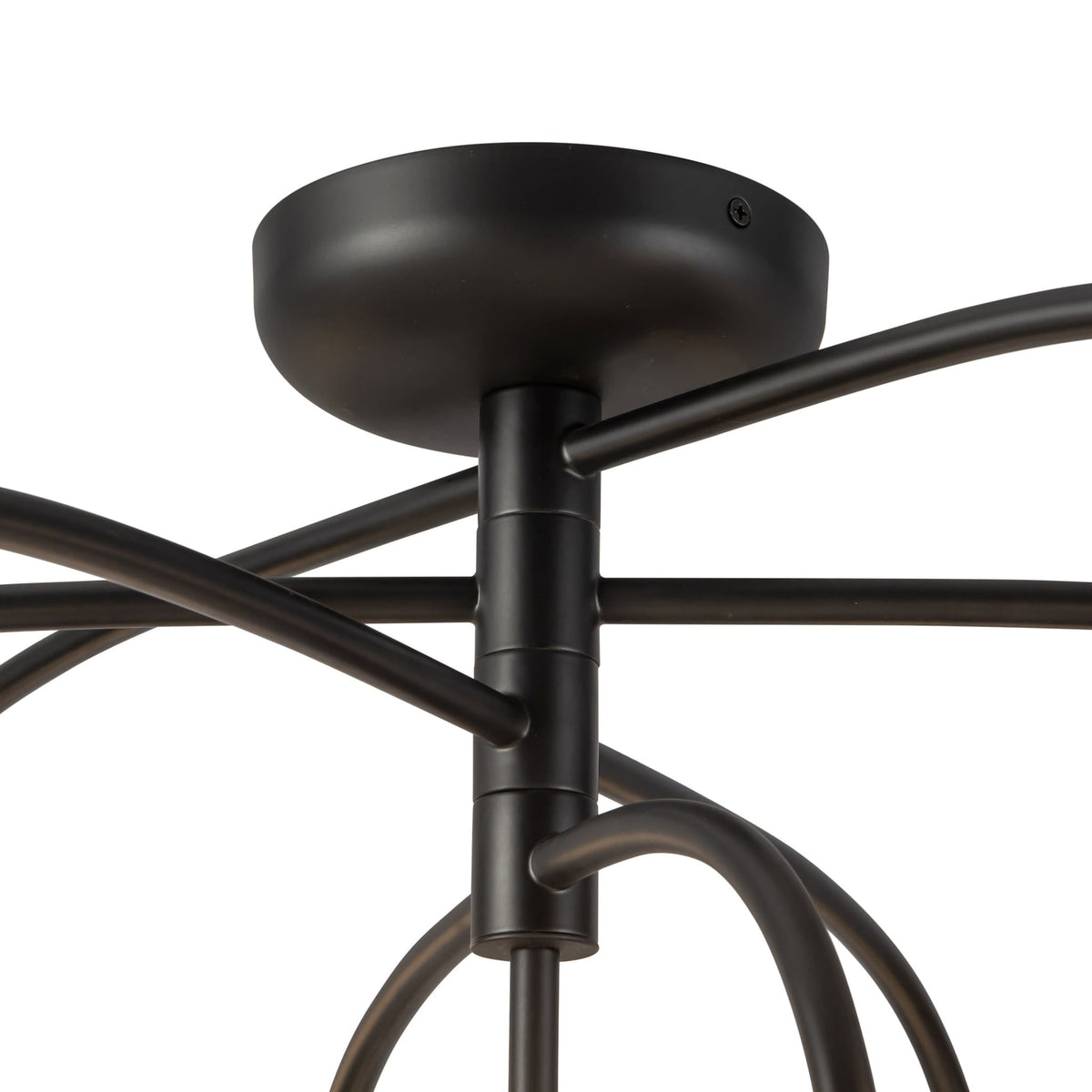 Canopy details of Alora Fiona Semi-Flush Mount light fixture in matte black finish