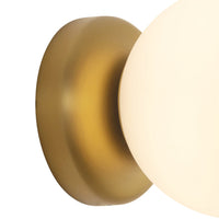 Close-up details of Alora Fiona Wall Sconce with brushed gold finish and matte opal glass