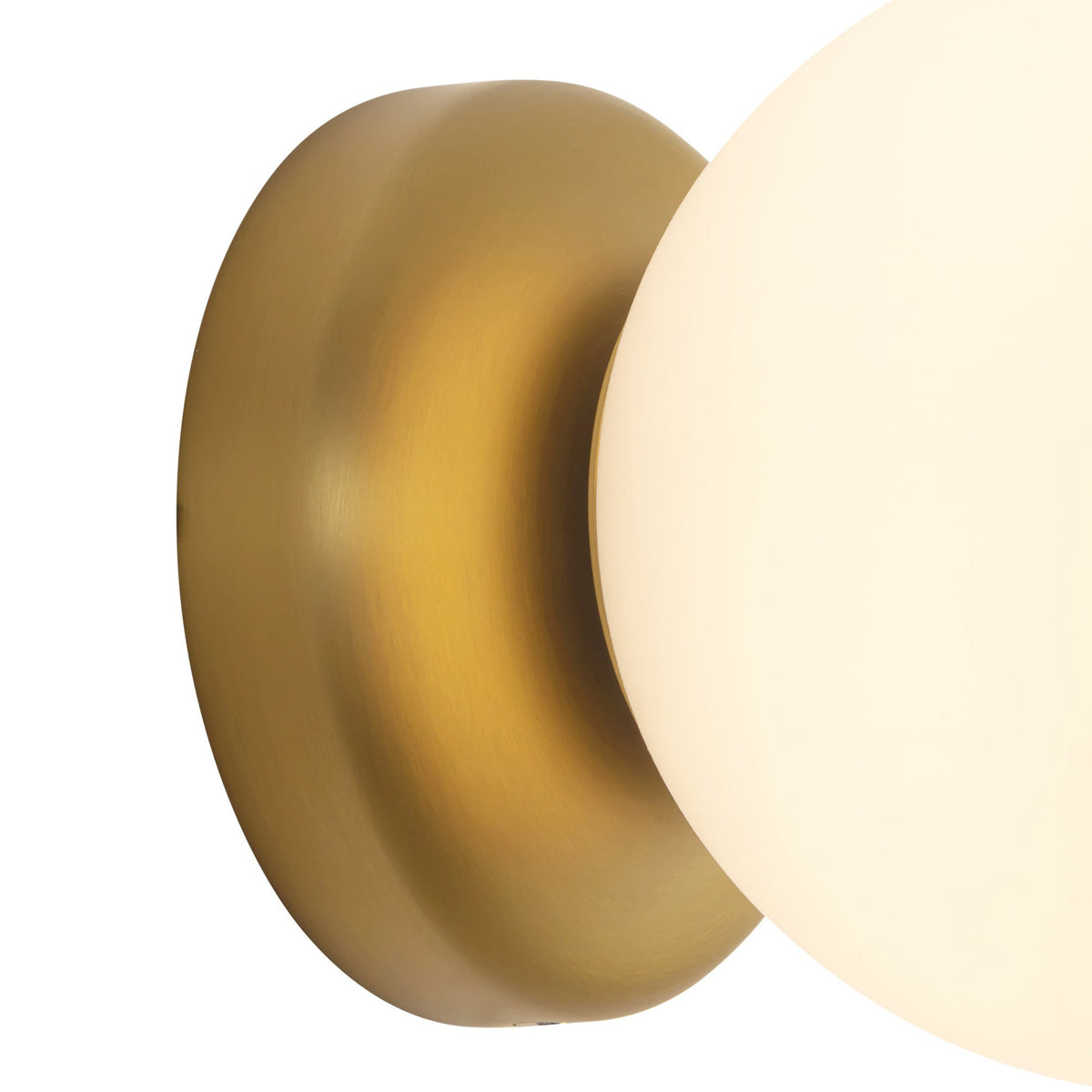 Close-up details of Alora Fiona Wall Sconce with brushed gold finish and matte opal glass