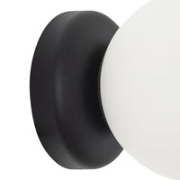 Close-up details of Alora Fiona Wall Sconce with matte black finish and matte opal glass