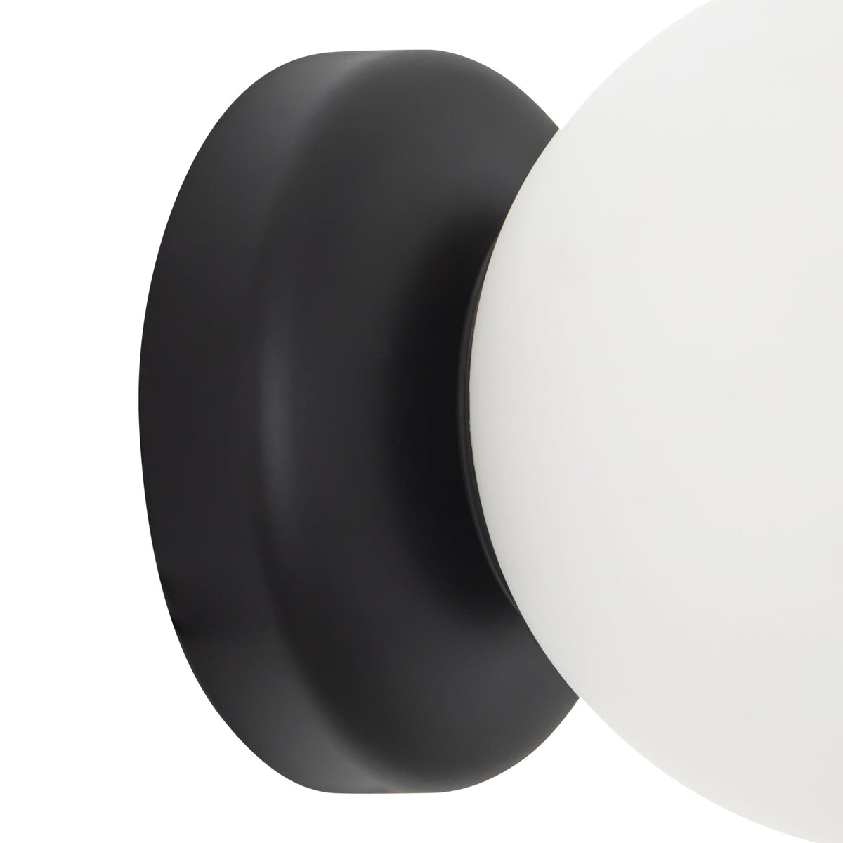 Close-up details of Alora Fiona Wall Sconce with matte black finish and matte opal glass
