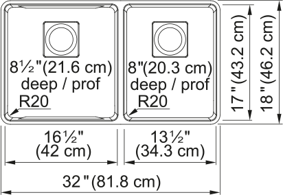 PESCARA DOUBLE BOWL UNDERMOUNT SINK - robinsonco.ca