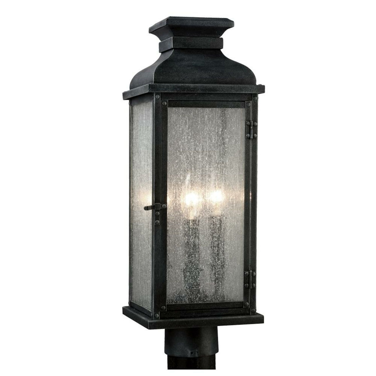 PEDIMENT 3-LIGHT OUTDOOR POST