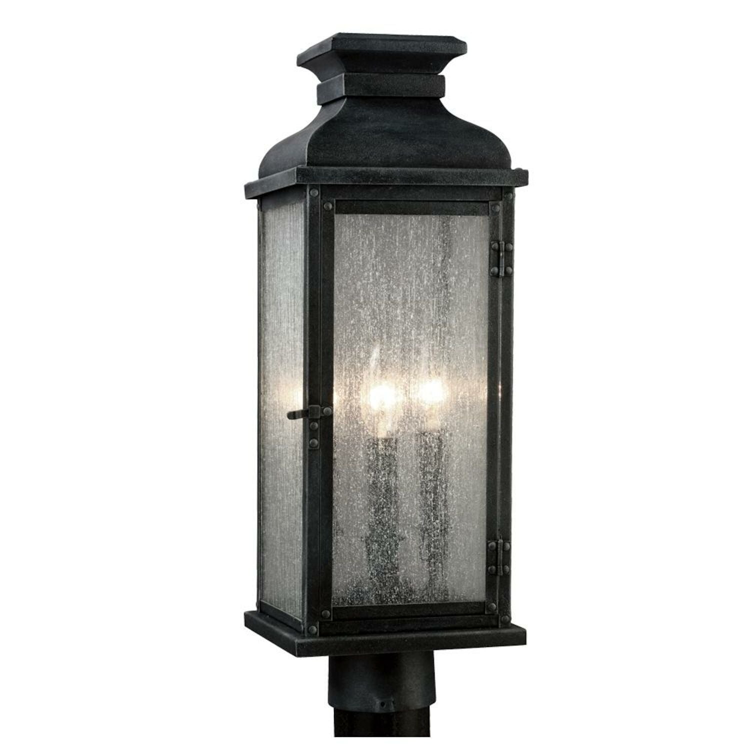 PEDIMENT 3-LIGHT OUTDOOR POST