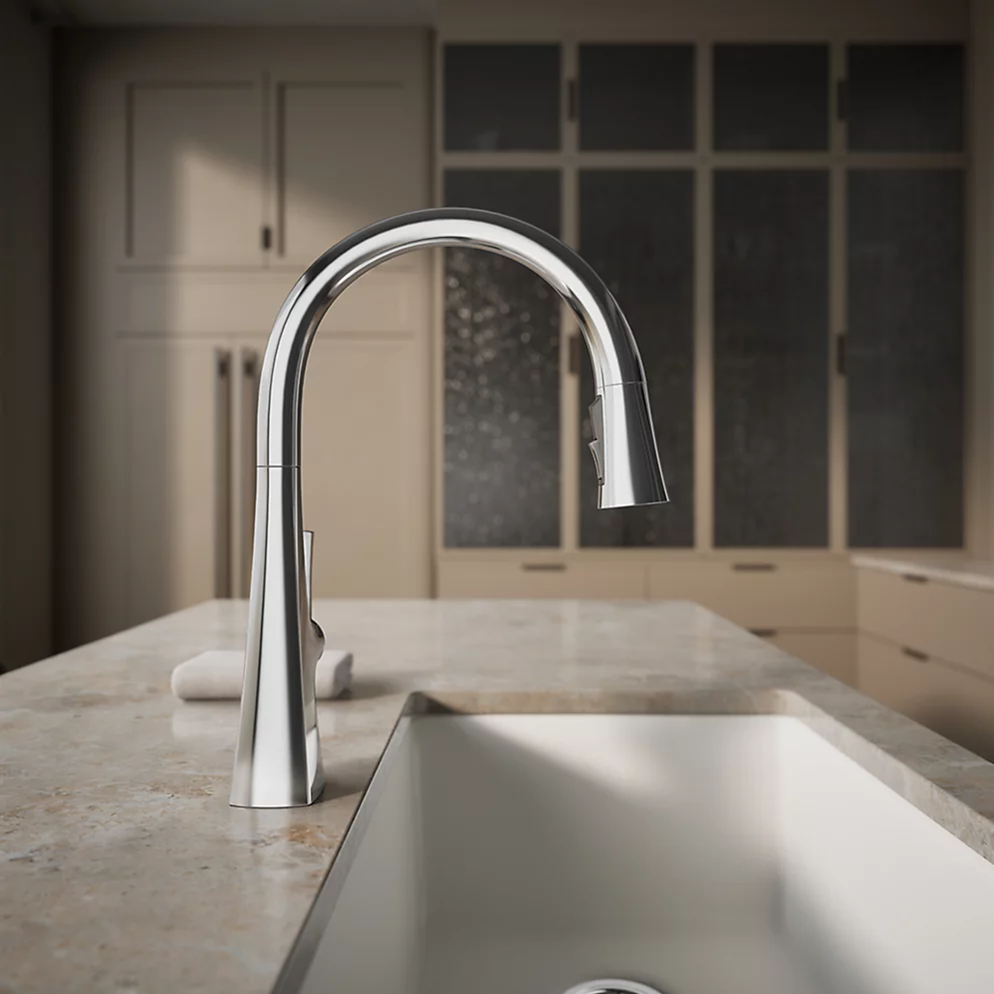 GRAZE® PULL-DOWN KITCHEN SINK FAUCET WITH THREE-FUNCTION SPRAYHEAD - robinsonco.ca