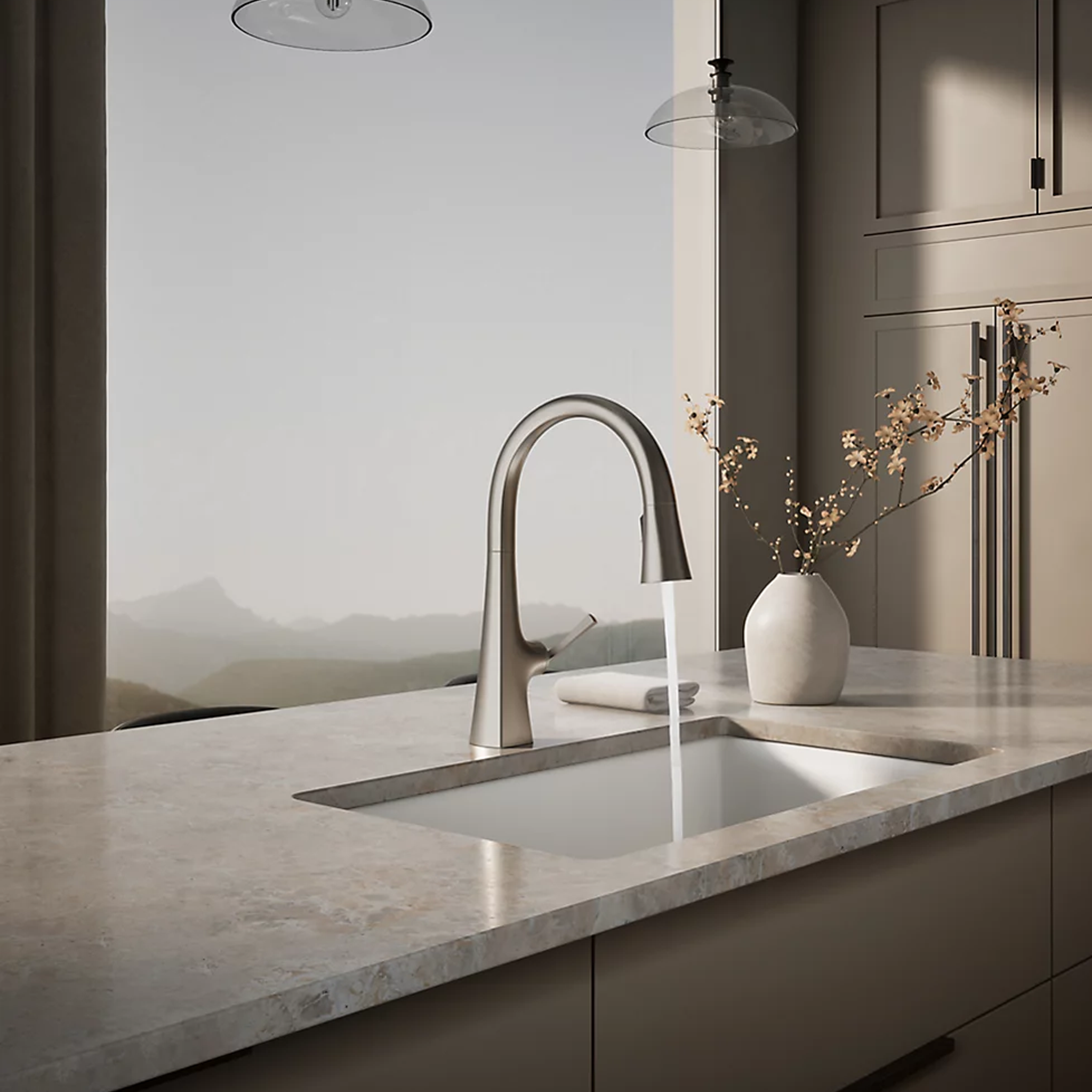 GRAZE® TOUCHLESS PULL-DOWN KITCHEN SINK FAUCET WITH 3-FUNCTION SPRAYHEAD - robinsonco.ca