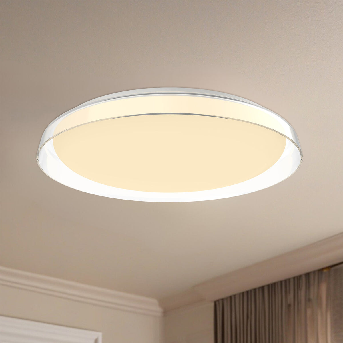 Kuzco Hampton 21 inch LED Flush Mount light in clear finish