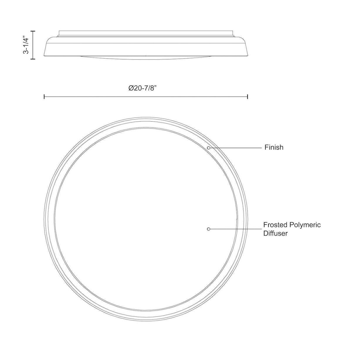 Kuzco Hampton 21 inch LED flush mount with frosted polymeric diffuser