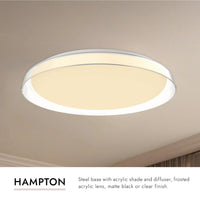 Kuzco Hampton 21 inch LED flush mount ceiling light in clear finish