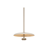 A modern Garth pendant light fixture with a wide, shallow round shade.