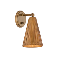 Griffith Wall Sconce with Rattan shade and Patina Brass accents