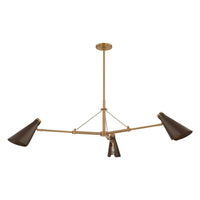 Andersen three-light chandelier by Hudson Valley with patina brass and bronze finish