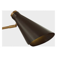 Close-up shot Andersen three-light chandelier in patina brass and bronze finish