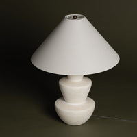 Kamas Table lamp with beige stone base and white conical shade