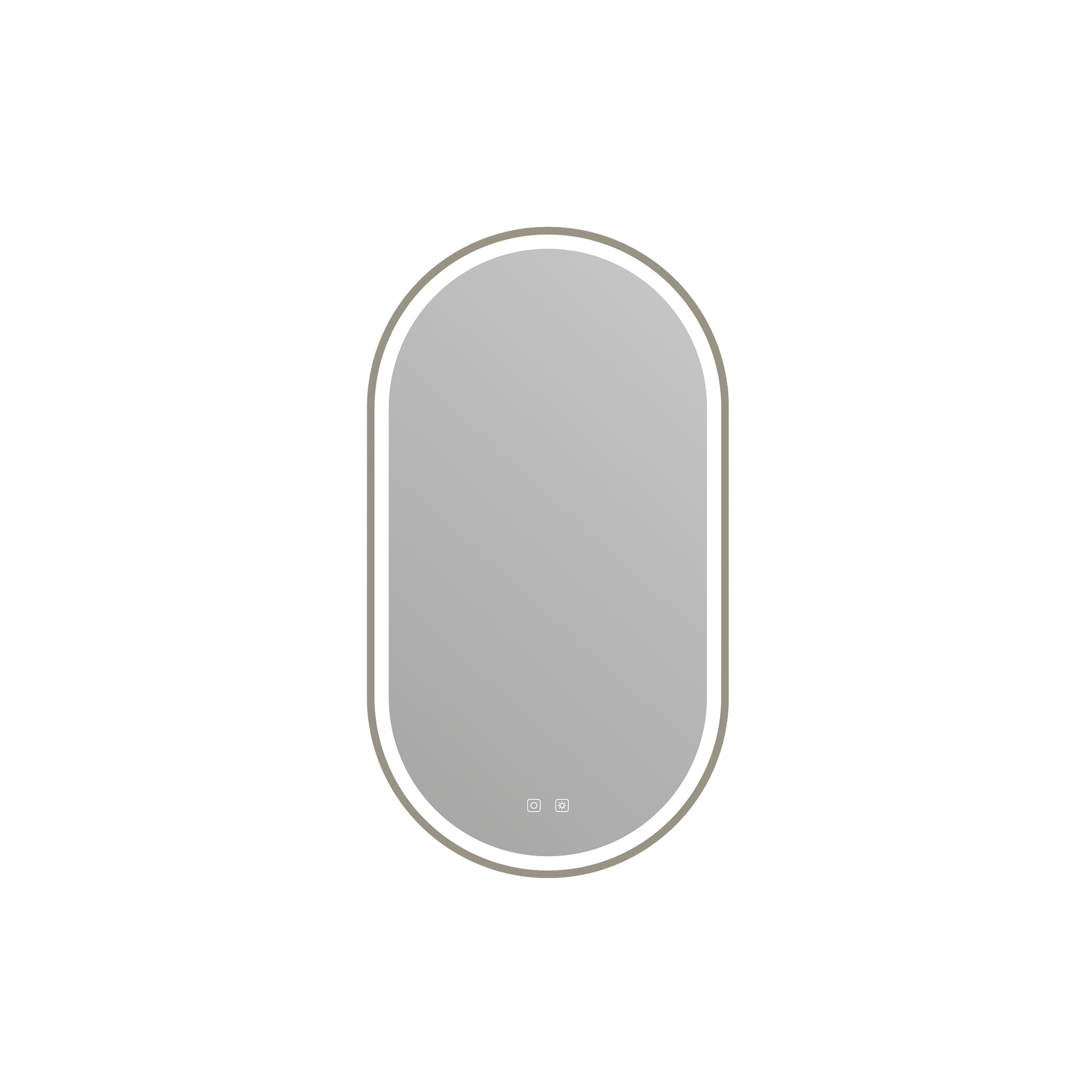 Rectangular mirror with a white frame on a white background
