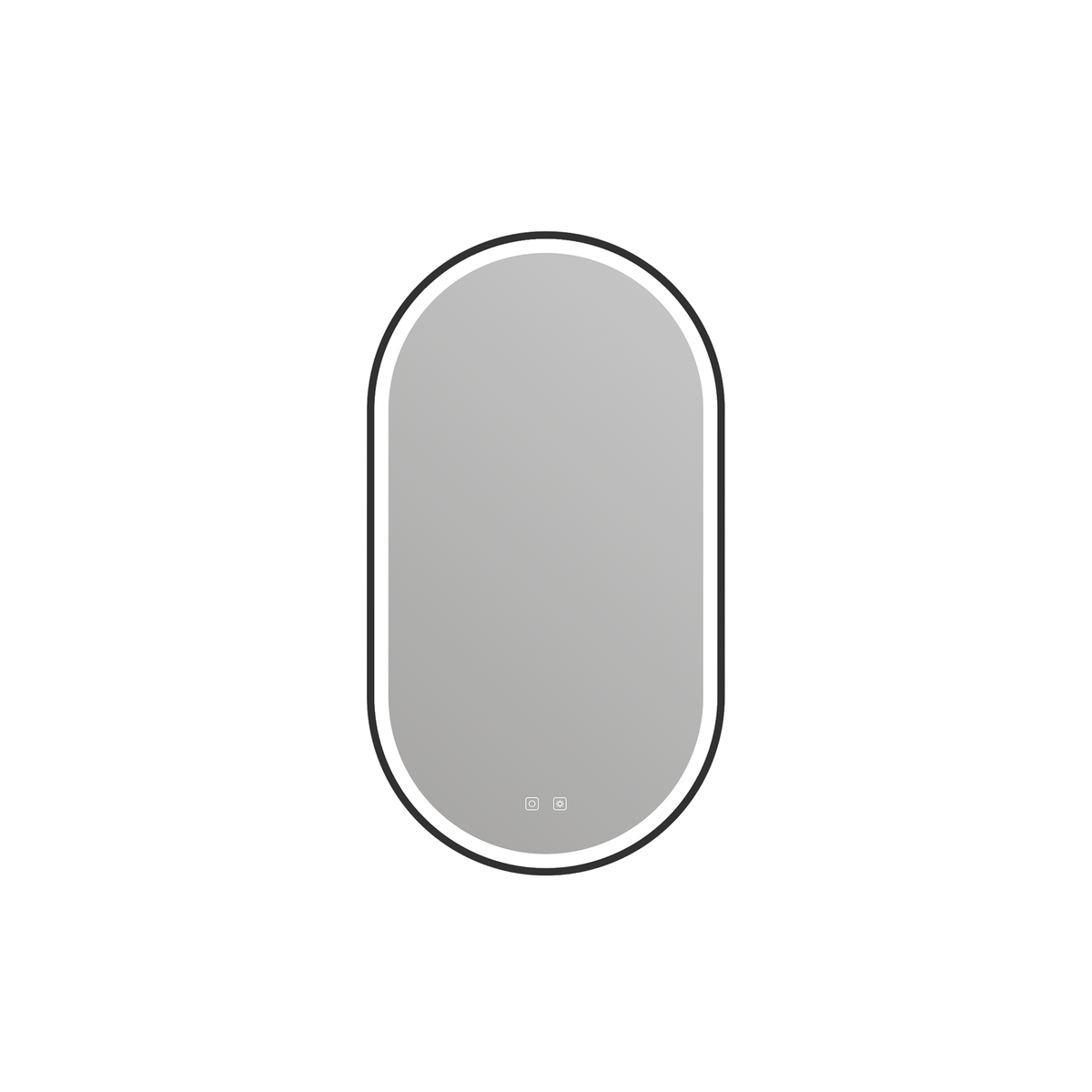 Rectangular mirror with black frame on a white background