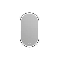 Rectangular mirror with black frame on a white background