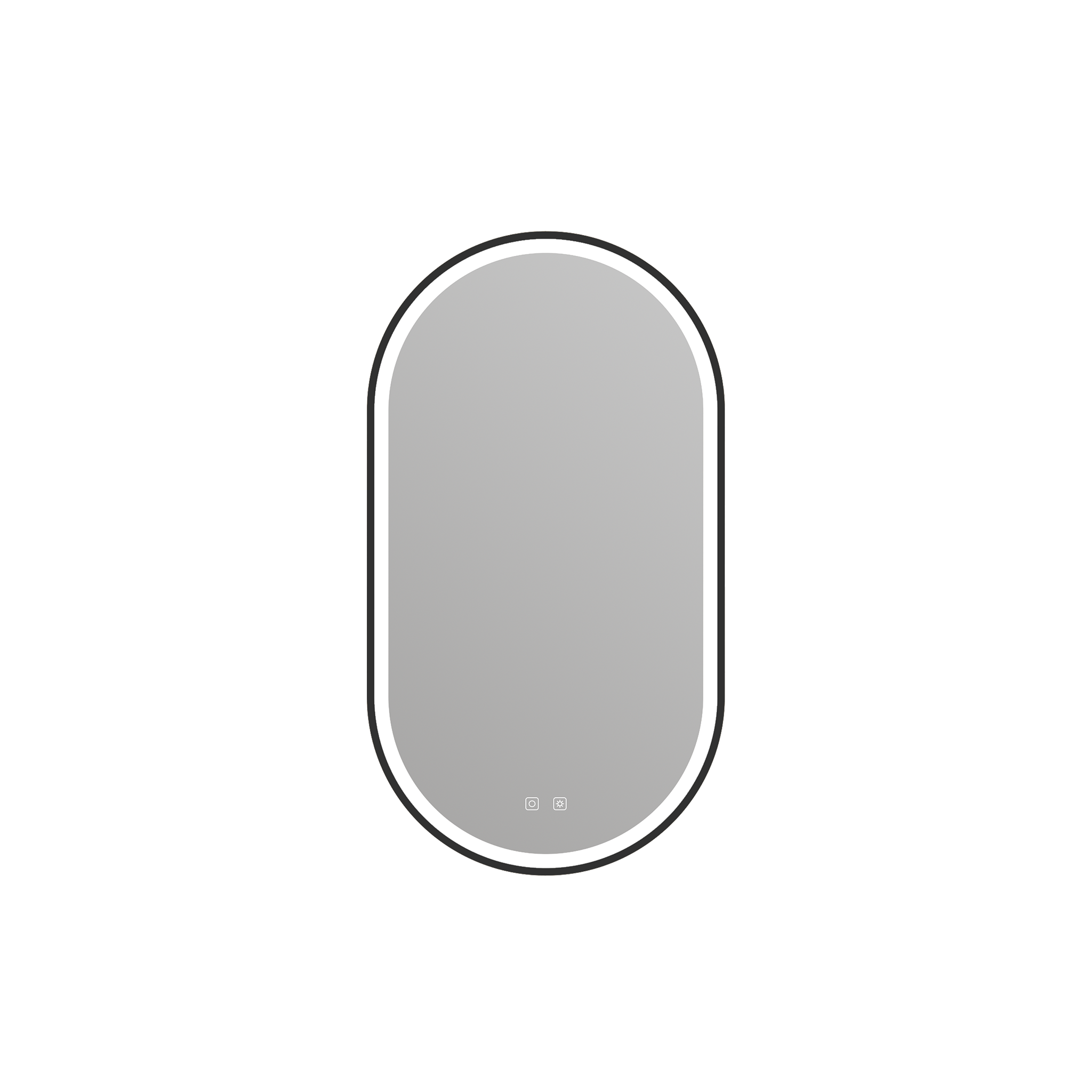 Rectangular mirror with black frame on a white background