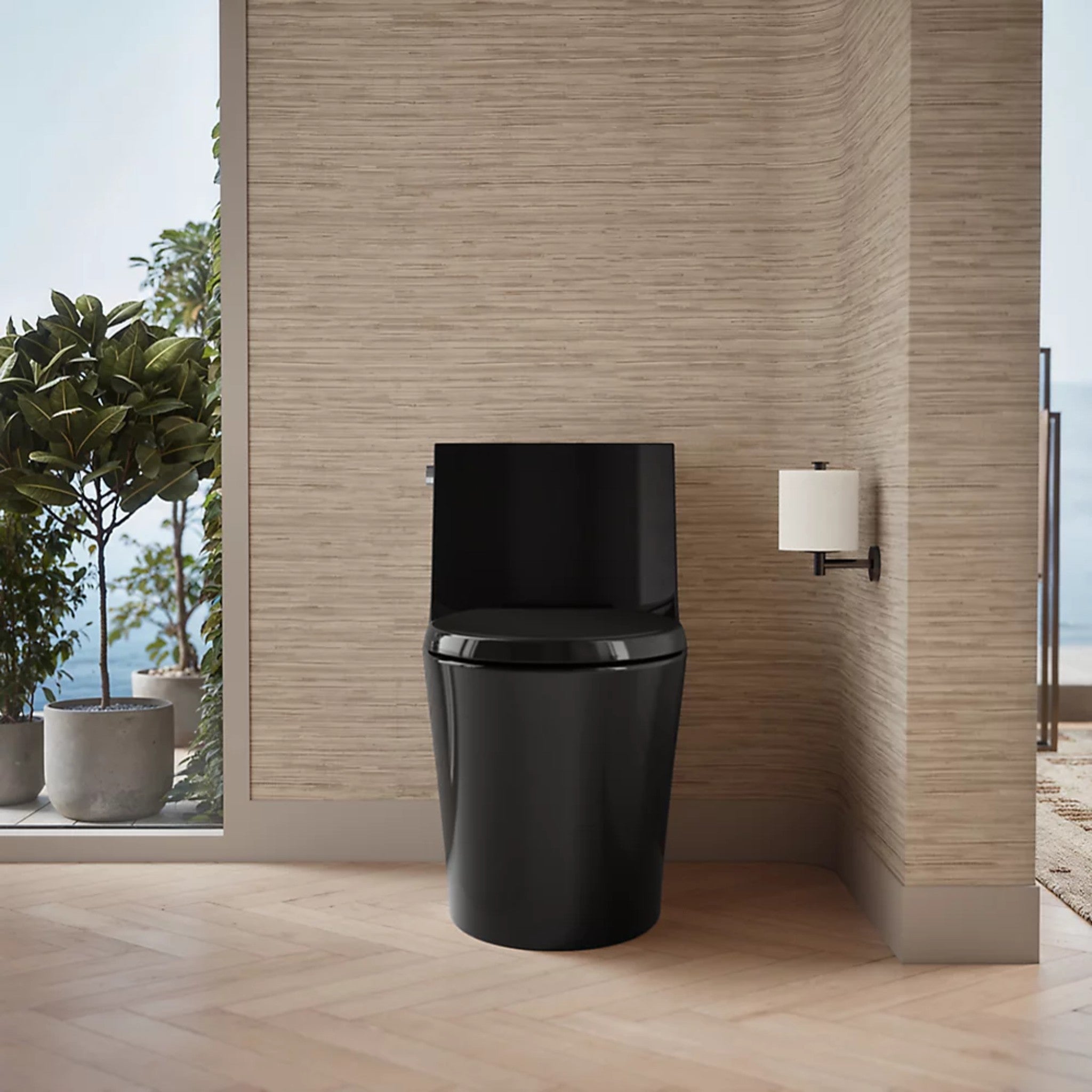 VEIL ONE-PIECE ELONGATED TOILET WITH SKIRTED TRAPWAY AND DUAL-FLUSH