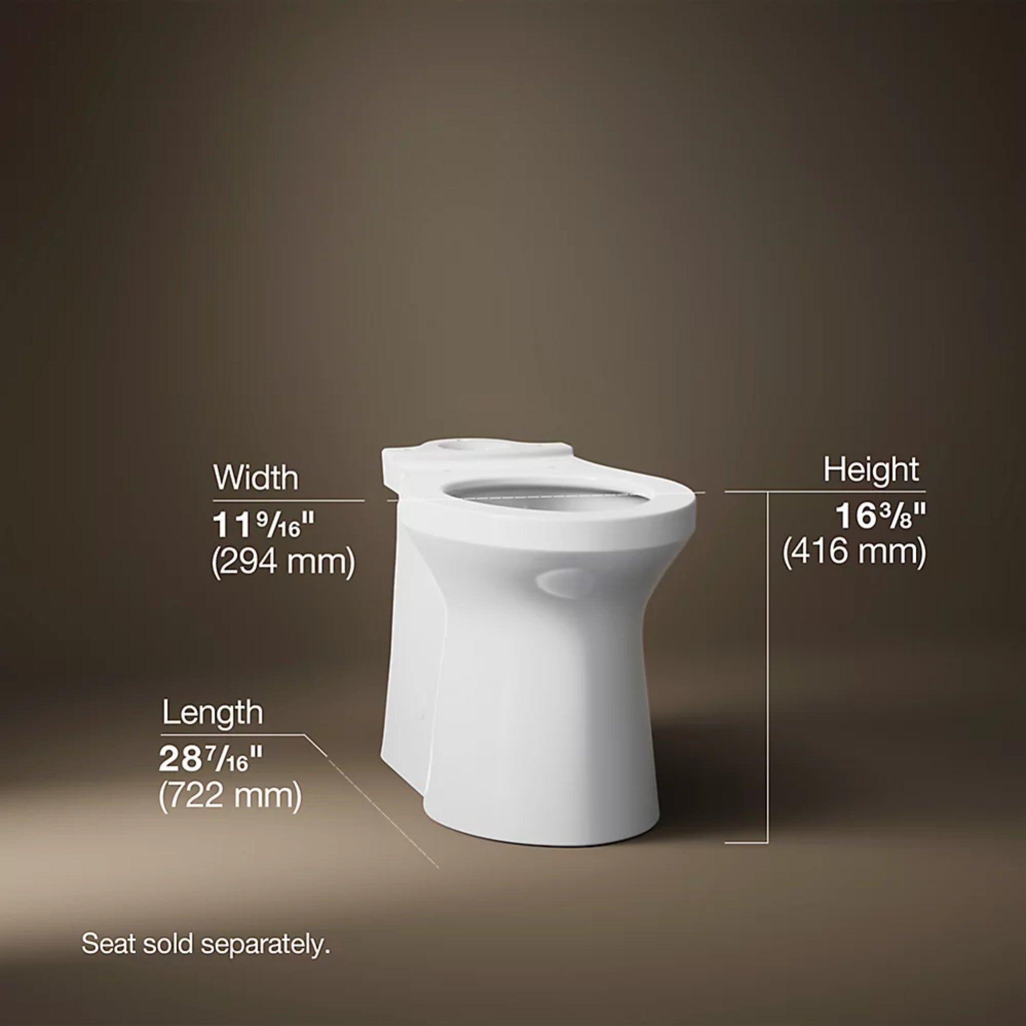 BETELLO ELONGATED TOILET BOWL WITH SKIRTED TRAPWAY, SEAT NOT
