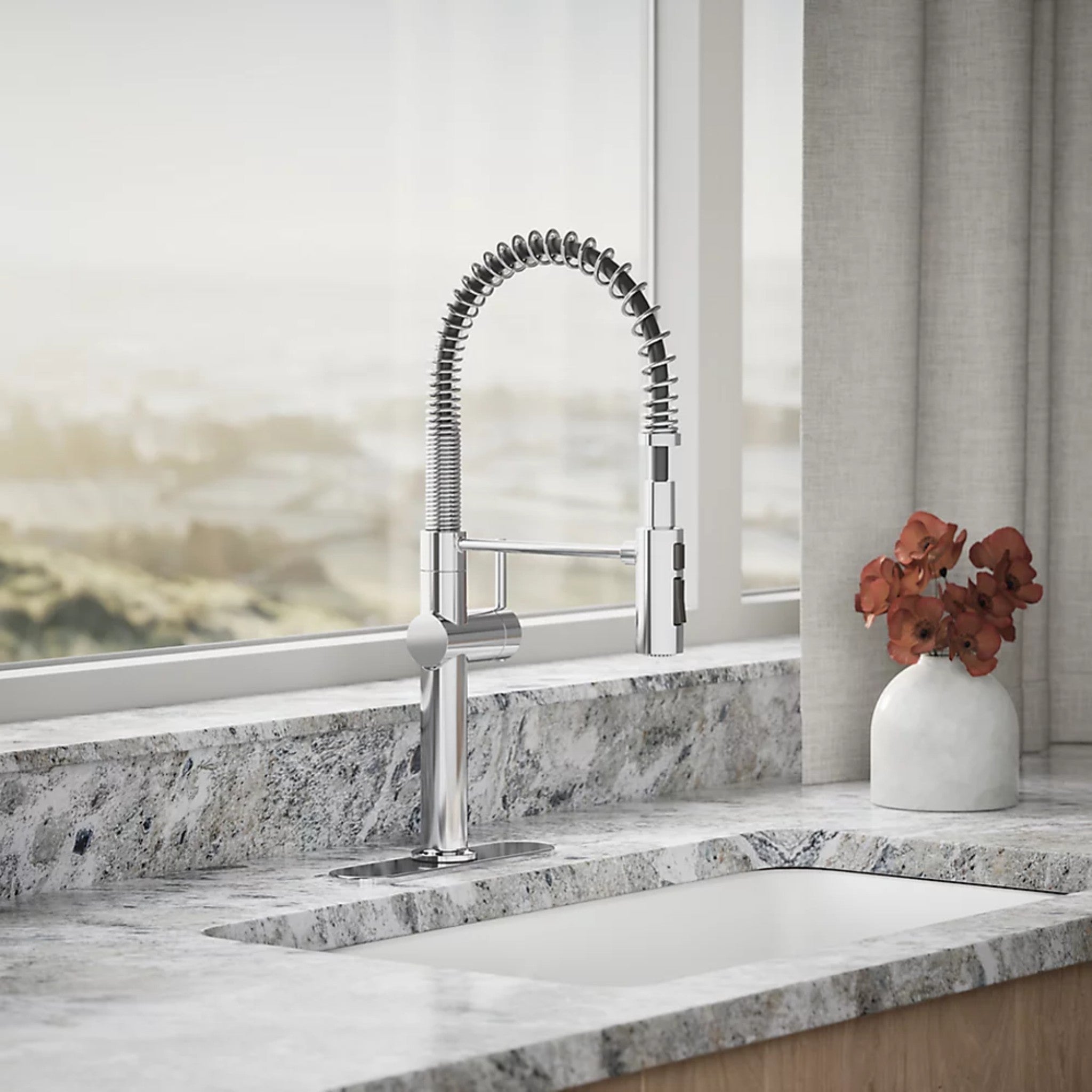 CRUE SEMI-PROFESSIONAL KITCHEN SINK FAUCET WITH THREE-FUNCTION SPRAYHEAD - robinsonco.ca