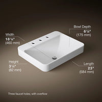 VOX 23 INCH RECTANGLE VESSEL BATHROOM SINK