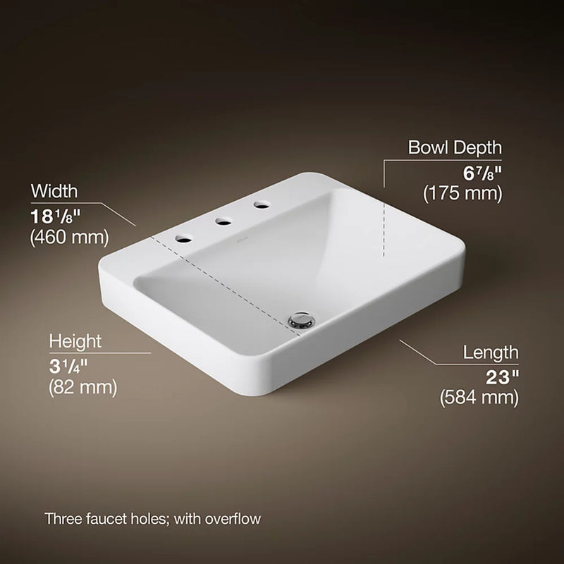 VOX 23 INCH RECTANGLE VESSEL BATHROOM SINK