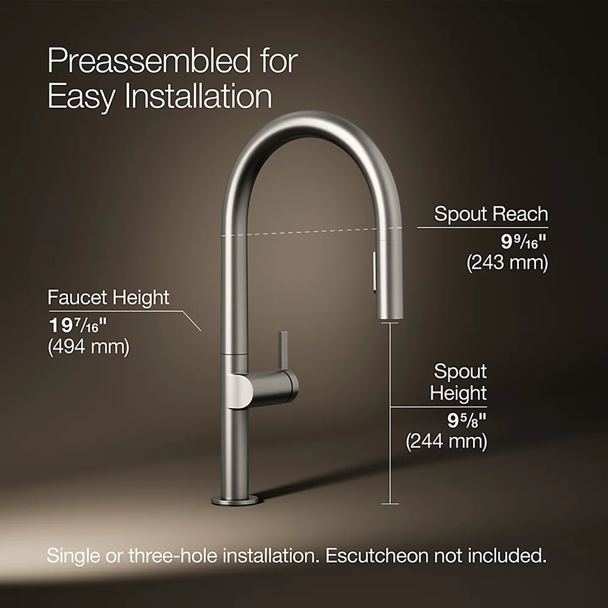 COMPONENTS® TOUCHLESS ARC SPOUT PULL-DOWN KITCHEN SINK FAUCET WITH TWO-FUNCTION SPRAYHEAD - robinsonco.ca
