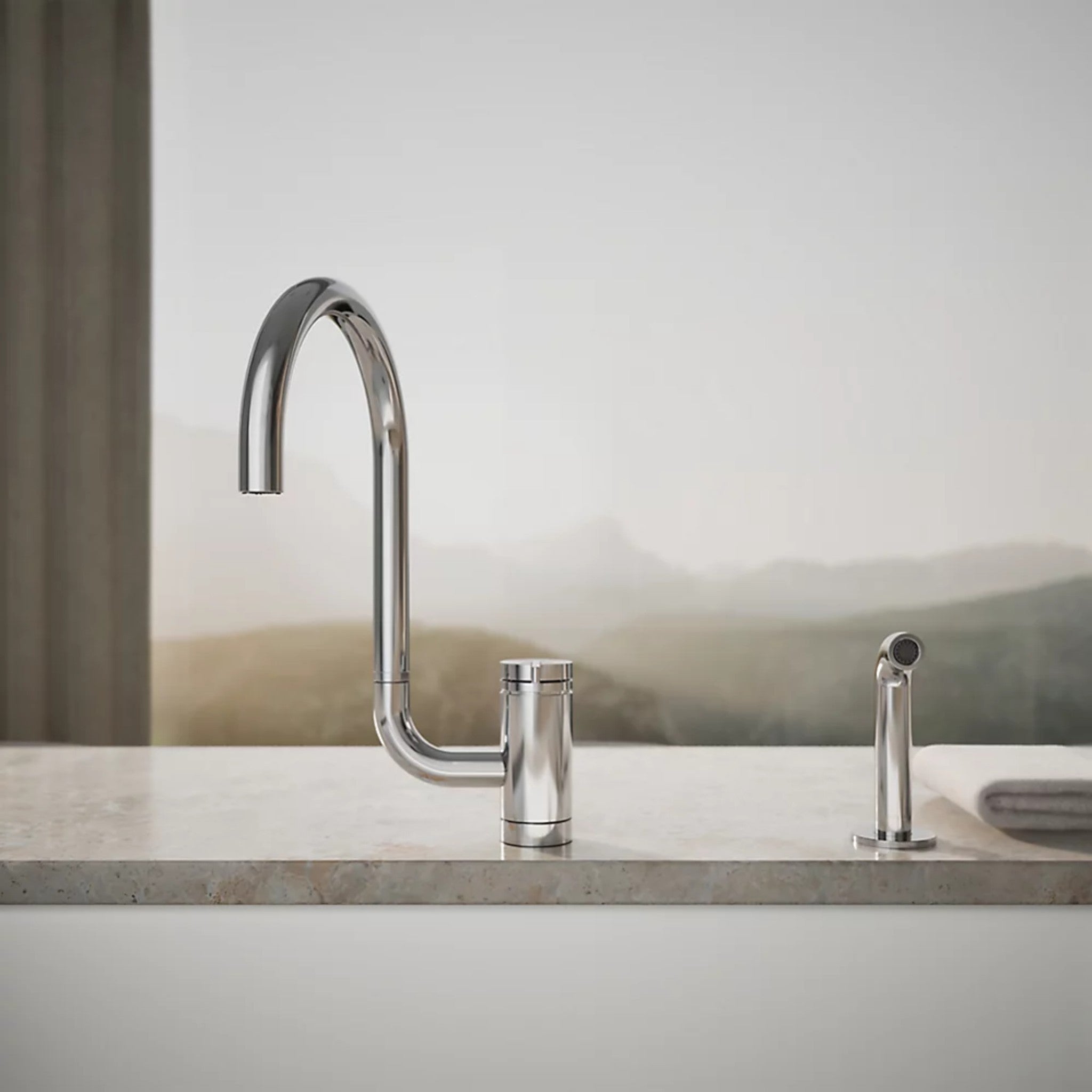COMPONENTS® SINGLE-HANDLE KITCHEN SINK FAUCET WITH TWO-FUNCTION EXTENDED-REACH ARC SPOUT AND SIDE SPRAYER - robinsonco.ca