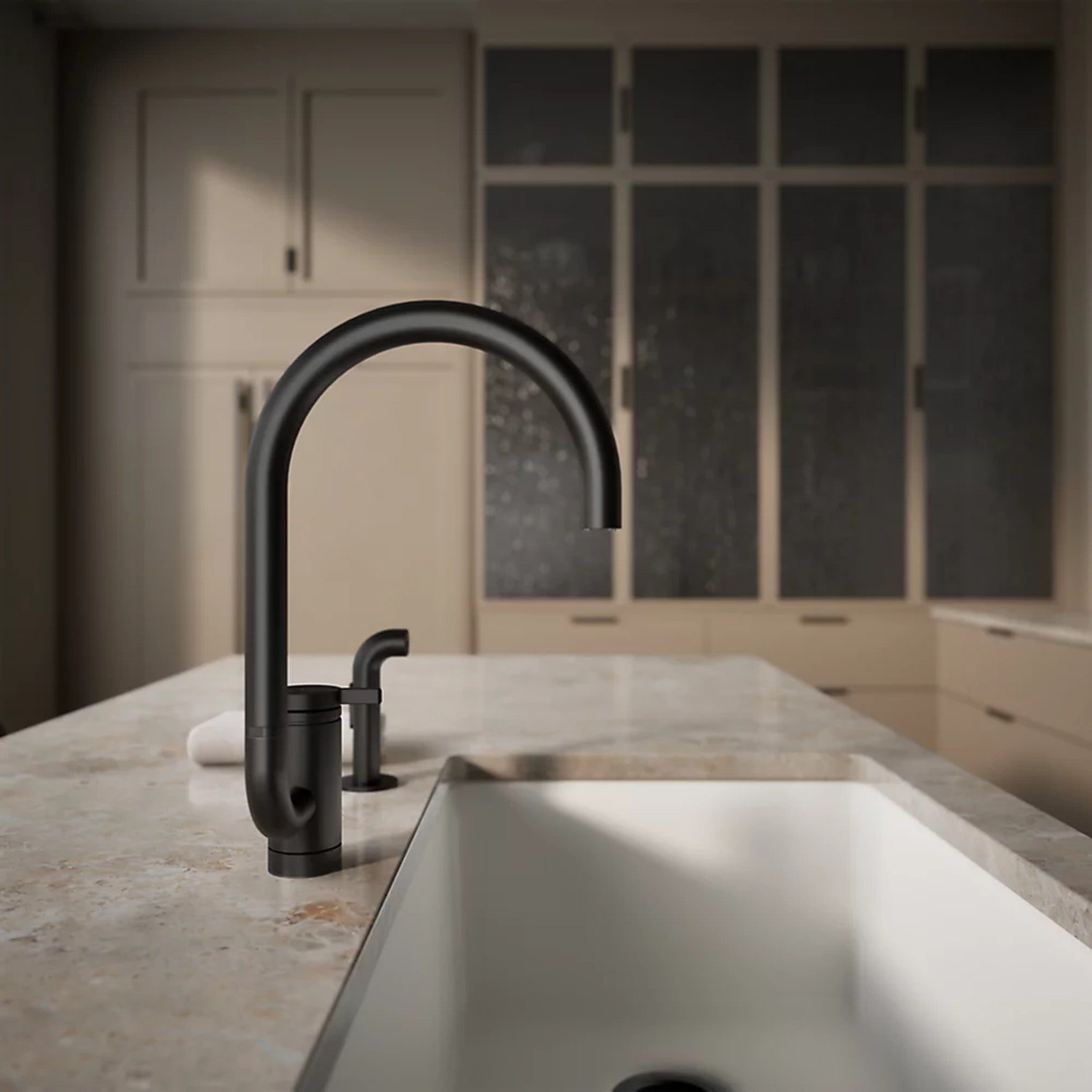 COMPONENTS® SINGLE-HANDLE KITCHEN SINK FAUCET WITH TWO-FUNCTION EXTENDED-REACH ARC SPOUT AND SIDE SPRAYER - robinsonco.ca