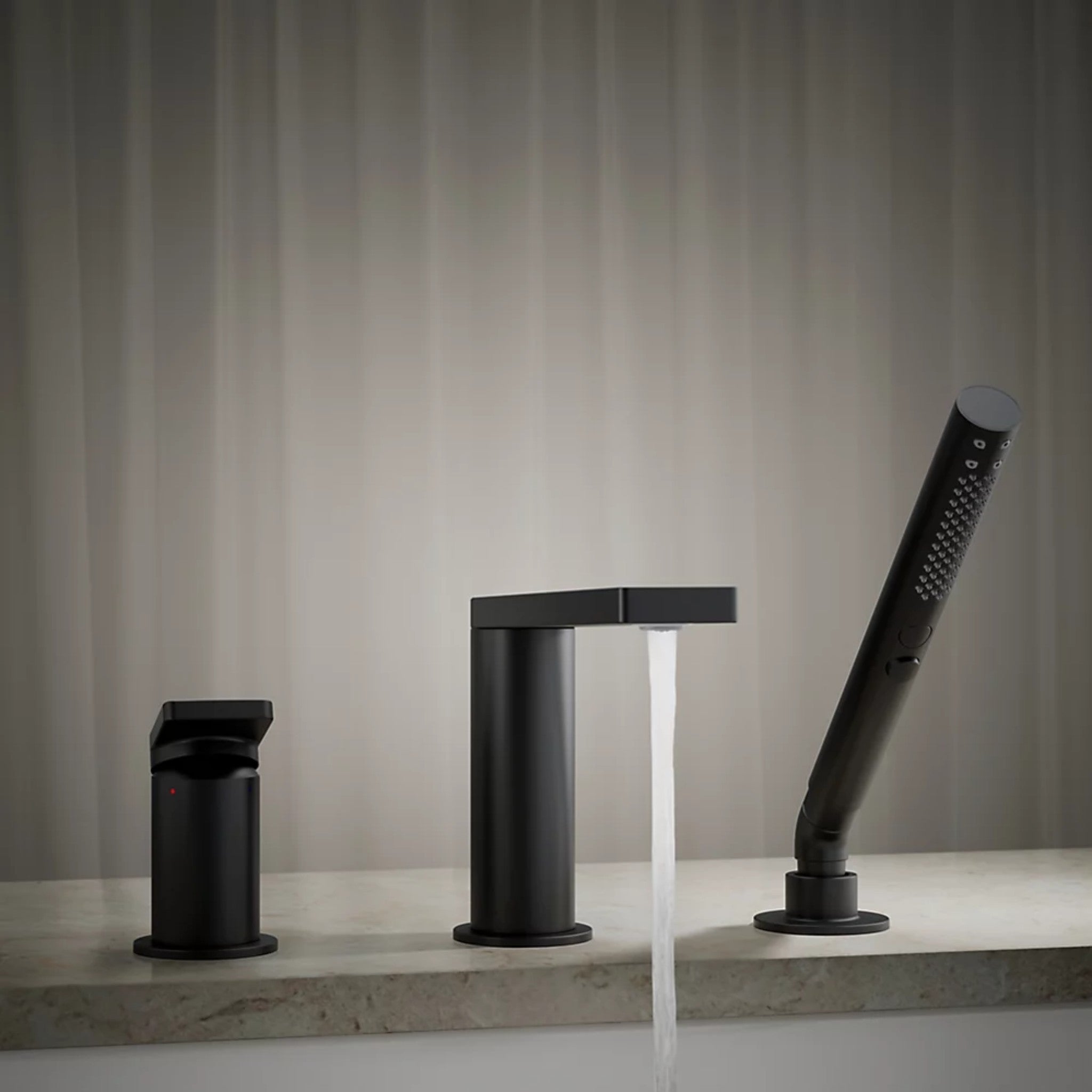 COMPOSED DECK MOUNT BATH FAUCET WITH HANDSHOWER - robinsonco.ca